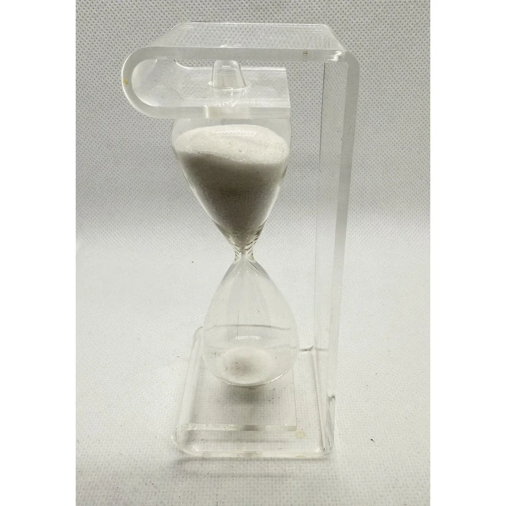 Vintage 5 Minute Hourglass Timer Plastic Frame Lucite Sand Chamber Desk Decor